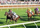 Morticia wins the Franklin County Stakes at Keeneland
