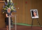 Kate Tweedy speaks at her mother's memorial service