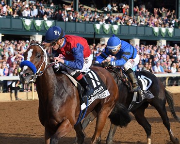 Miss Sunset with Julien Leparoux wins the Lexus Raven Run (G2) at Keeneland.Oct. 21, 2017 in Lexington, Kentucky.