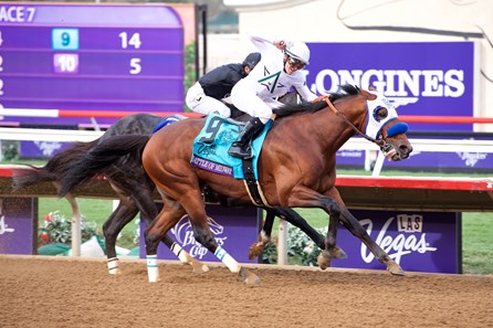 Battle of Midway wins the Breeders Cup Dirt Mile on November 3, 2017.