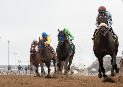 DP Racing's Prime Attraction and jockey Victor Espinoza win the G3, $100,000 Native Diver Stakes, Saturday, November 25, 2017 at Del Mar Thoroughbred Club, Del Mar CA.