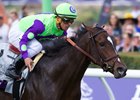 Rushing Fall and Javier Castellano win the Breeders' Cup Juvenile Fillies Turf at Del Mar