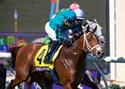 Stormy Liberal earns the win over Richard's Boy with ears pricked in the Breeders' Cup Turf Sprint at Del Mar