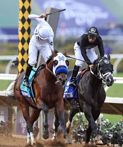 Battle of Midway, Flavien Pratt up, holds off Sharp Azteca to win the Gr.1 Breeders' Cup Dirt Mile at Del Mar