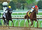 (October 28, 2017) The Player, Calvin Borel up, draws away from Neolithic to win the Gr.2 Hagyard Fayette Stakes at Keeneland...
© Rick Samuels/The Blood-Horse
