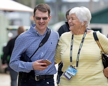 Aidan O’Brien with Pam Blatz-Murff
Breeders' Cup horses on track at Del Mar racetrack on Nov. 2, 2017 Del Mar Thoroughbred Club in Del Mar, CA.