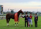 Lucky Lilac after her score in the Hanshin Juvenile Fillies at Hanshin Dec. 10