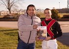 Jockey Jevian Toledo (right) with Claudio Gonzalez
