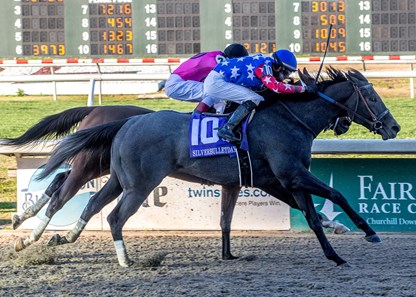 1/13/2018. - Stronger Than Ever with Florent Geroux aboard gets a head in front of Wonder Gadot to capture the Silverbulletday Stakes at Fair Grounds..