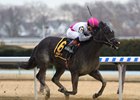 Strategic Dreams kicks clear through the stretch to win the Ruthless Stakes at Aqueduct Racetrack