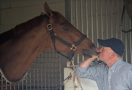 Gun Runner & Scott Blasi the morning after the 2018 Pegasus World Cup (G1)