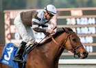 Madame Stripes and Kent Desormeaux win the Megahertz Stakes