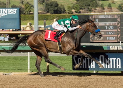 Hronis Racing's Edwards Going Left and jockey Tyler Baze win the $150,000 Donald Valpredo California Cup Sprint, Saturday, January 27, 2018 at Santa Anita Park, Arcadia CA.