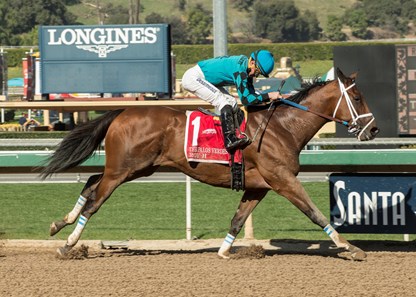 Roy H and jockey Kent Desormeaux win the G2, $200,000 Palos Verdes Stakes, Saturday, February 3, 2018 at Santa Anita Park, Arcadia CA.