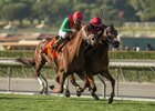 Itsinthepost (inside) holds off Hayabusa One in the San Marcos Stakes at Santa Anita Park