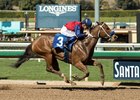 Miss Sunset led all the way to gain a 2 1/2-length victory in the Spring Fever at Santa Anita Park