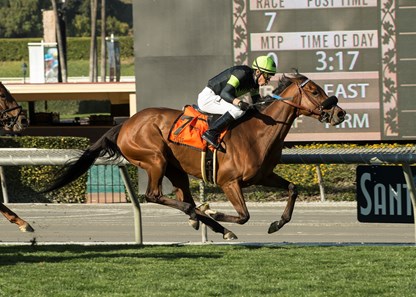 Fault and jockey Geovanni Franco win the G2, $200,000 Buena Vista Stakes, Saturday, February 17, 2018 at Santa Anita Park, Arcadia CA.