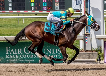 3/24/2018. - Battle At Sea with Jose Ortiz aboard captures the 46th running of the Crescent City Derby at Fair Grounds.