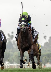 Bowies Hero and jockey Corey Nakatani, right, hold off Next Shares and Rajiv Maragh, to win the G1 $400,000 Frank E. Kilroe Mile Saturday, March 10, 2018 at Santa Anita Park, Arcadia, CA.