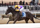 Midnight Disguise rallies to win the Busher Stakes at Aqueduct Racetrack