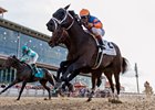 Noble Indy wins the The Twinspires Louisana Derby at Fairgrounds on March 24, 2018, jockey John Velazquez up