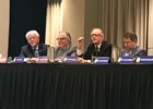 Tom Tobin, Ted Shults, Hugh Gallagher, and Scott Stanley participate on a panel on contamination at the National HBPA convention March 16