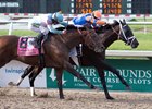 Lone Sailor (outside) is edged by Noble Indy in the Louisiana Derby