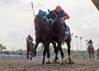 Noble Indy (inside) fights off Lone Sailor to capture the Louisiana Derby at Fair Grounds Race Course