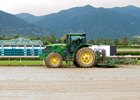 The main track being sealed at Santa Anita Park