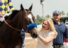 Owner Jill Baffert with Dr. Dorr after his win in the Californian Stakes at Santa Anita