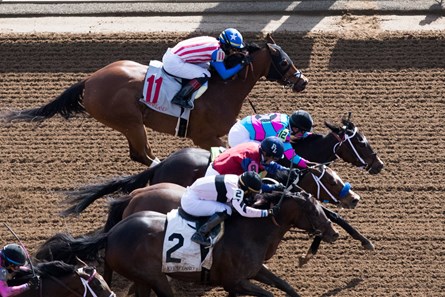 Finley'sluckycharm with Brian Hernandez, Jr. up wins the Madison (G1) at Keeneland on April 7, 2018 Keeneland in Lexington, Ky.