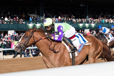 Good Magic with Jose Ortiz up wins the Toyota Blue Grass (G2) at Keeneland on April 7, 2018 Keeneland in Lexington, Ky.