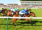Strings of Life (inside) becomes the first winner for Darley's freshman sire Slade Power with a win at Newmarket