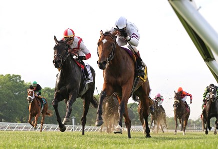 Dark Artist (rail) with Trevor McCarthy riding won the Boiling Springs Stakes at Monmouth Park in Oceanport, New Jersey on Saturday May 26, 2018.