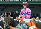 Toinette and jockey Flavien Prat, winners of the May 4 Edgewood Stakes at Churchill Downs