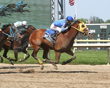 Hall Of Fame Jockey Edgar Prado received his #7,000 career victory aboard Thefundsarelow at Parx Racing in Bensalem, Pennsylvania on May 15, 2018. Prado rode the 4 year old PA Bred colt by Belong To Me to victory in a time of 1:42 2/5 for the mile. Photo By Barbara Weidl/EQUI-PHOTO.