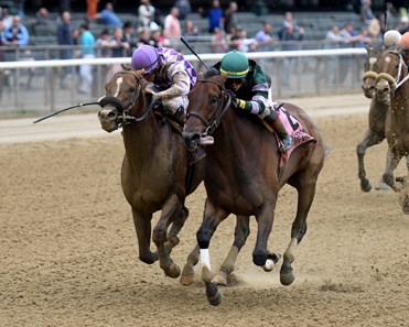 Diversify wins the 2018 Commentator Stakes at Belmont Park.