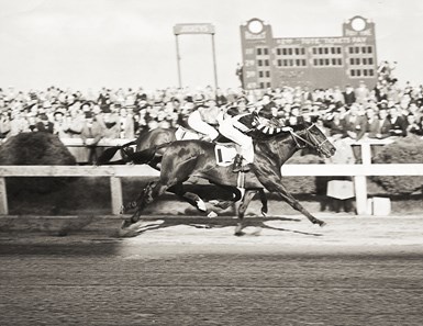 War Admiral wins the 1937 Preakness Stakes