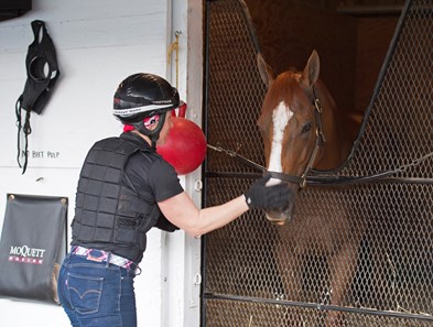 Whitmore gets a mint and a pat.
Morning scenes on May 3, 2018 Churchill Downs in Louisville, Ky.
