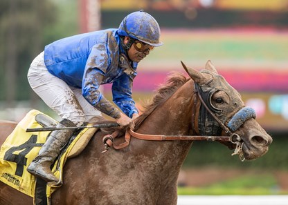 Emboldened wins the 2018 Angels Flight Stakes