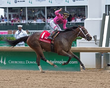 Salty with Tyler Gaffalione wins the La Troienne (G1) on May 4, 2018 Churchill Downs in Louisville, Ky.