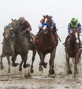 Justify with jockey Mike Smith wins the 143rd running of the Preakness Stakes