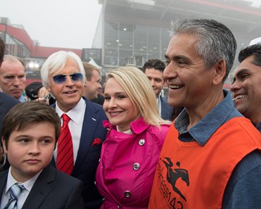 Bob, Bode, Jill Baffert with groom Eduardo (Lalo) Luna.
Justify with Mike Smith wins the Preakness Stakes (G1) at Pimlico during Preakness week on May 19, 2018 Pimlico in Baltimore, Maryland.