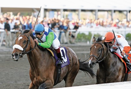 Barbaro #10 with Edgar Prado riding won the $1,000,000 Grade 1 Florida Derby at Gulfstream Park in Hallandale, Florida on Saturday April 1, 2006 over Sharp Humor and Mark Guidry.