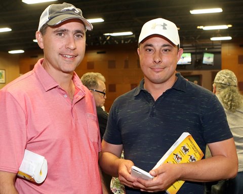 Ben McElroy (left) with Simon Callaghan at the Fasig-Tipton Midlantic sale of 2-year-olds in training