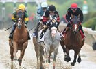 The Dixie Stakes, won by Fire Away, was taken off the turf and run on the main track at Pimlico Race Course