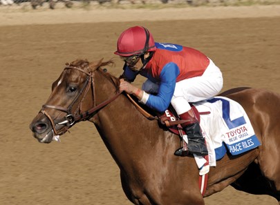 Peace Rules with Edgar Prado up wins the Blue Grass Stakes (gr. I) on April 12, 2003, at Keeneland.
BluegrassStakesDayOrigs2image 15
Photo by Anne M. Eberhardt
