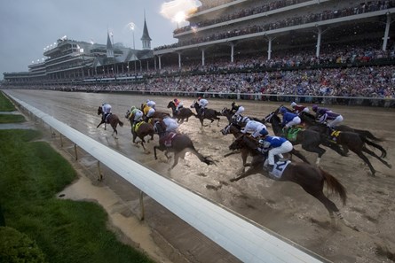 The field at the start of the Kentucky Derby at Churchill Downs on May 5, 2018.