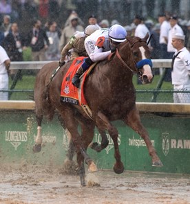 Justify with jockey Mike Smith wins the 144th running of the Kentucky Derby May 5, 2018 at Churchill Downs in Louisville, Kentucky