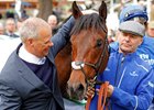 Clive Cox (left) with Harry Angel after winning the Duke of York Stakes at York